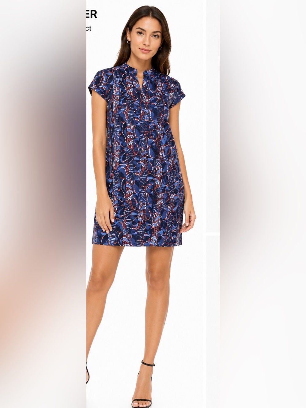 DECOSTER  cotton Abstract  print Blue  Red dress size 38 ( M )